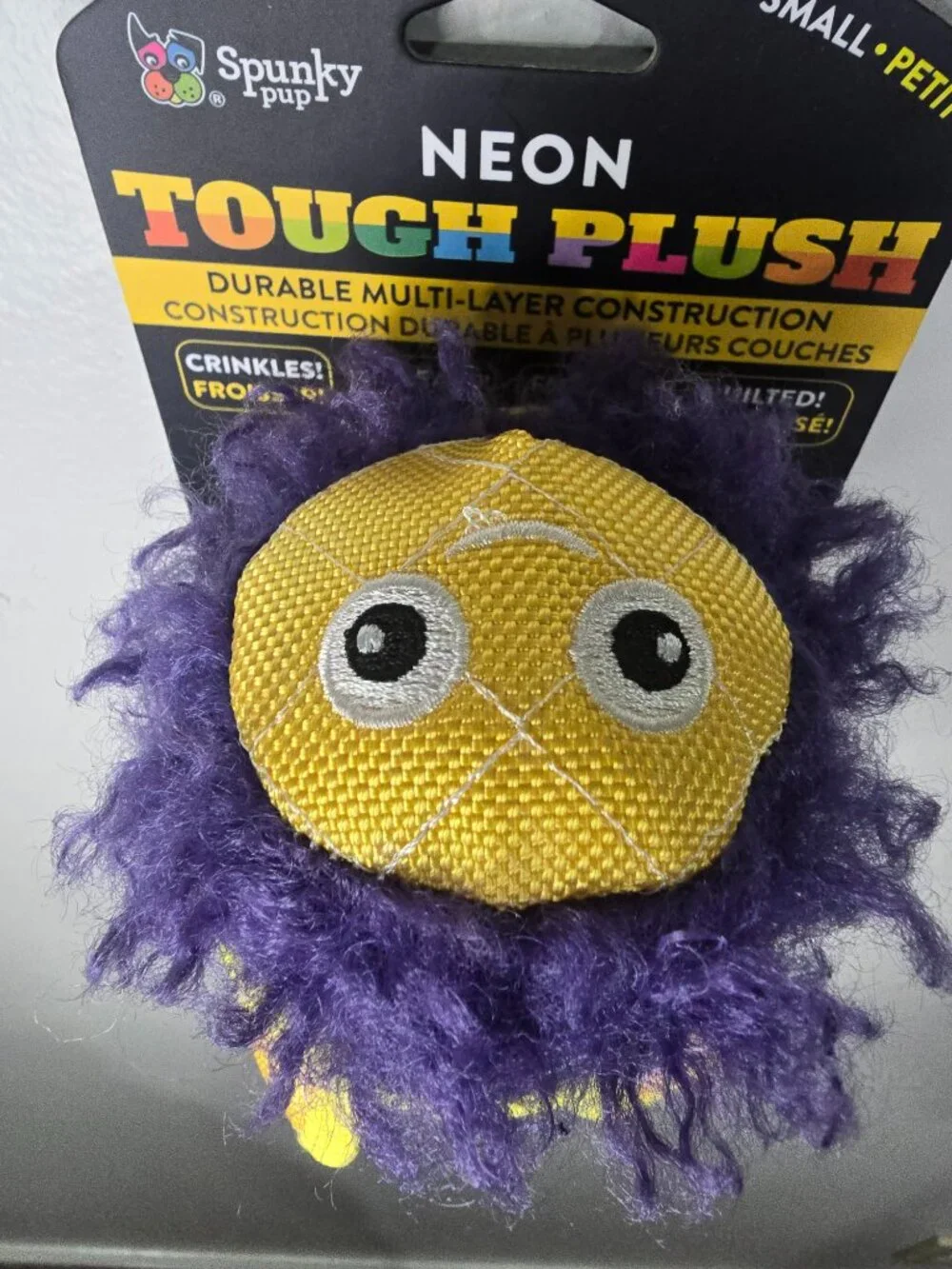 Spunky Pup Neon Tough Plush Bee Small Dog Toy